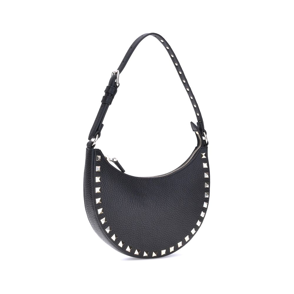 Valentino Garavani Schwarze Kalbshaut Bos Taurus Schultertasche